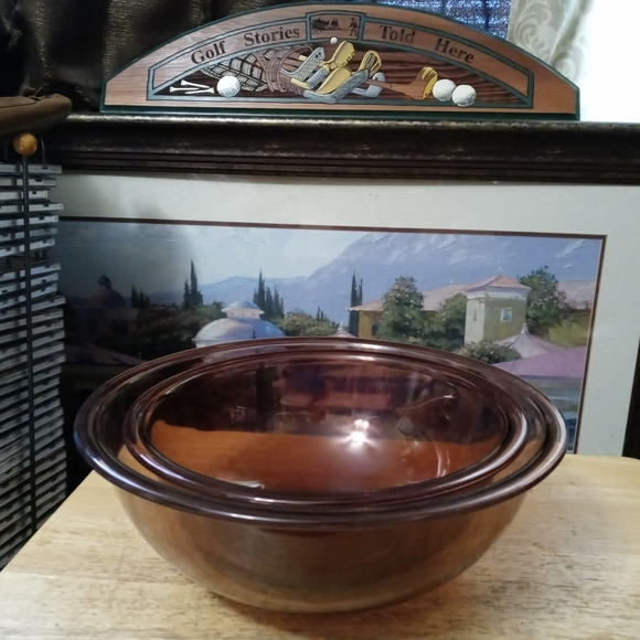 🍜2 Pyrex Set Amber Nesting Mixing Bowl🇺🇸🍲12"+10",Nice Vintage,A Nice Gift.🎁 - Picture 13 of 14